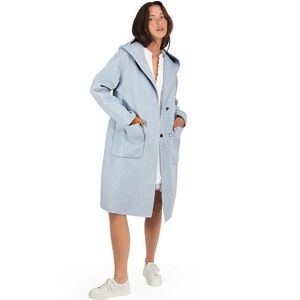 BELLE & BLOOM Walk this Way Sky Blue Hooded Wool Blend Winter Coat